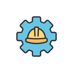 Poster - Illustration Of A Hard Hat In A Gear For Industrial Protection
