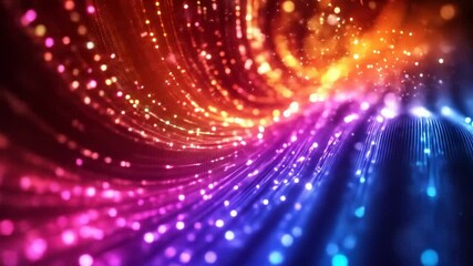 Wall Mural - Glowing curved lines with bokeh, gradient colors from red to blue