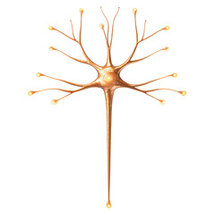 Poster - Abstract illustration of a neuron with intricate dendritic structure, isolated on transparent background.