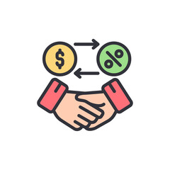 Poster - Deal Between Profit And Discount Represented With A Handshake