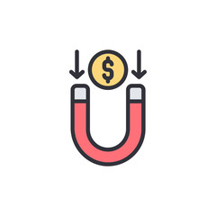Poster - Attracting Financial Success Magnet With Dollar Coin Icon Concept