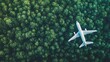 © Zahid - Sustainable aviation fuel concept of flight running on biofuel green energy An aerial view of an airplane flying over green forest the environmental impact and sustainability in the travel industry