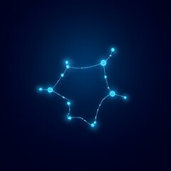 Aufkleber - Glowing blue constellation graphic on dark blue background with connected dots and lines representing stars in the night sky