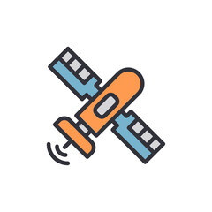 Poster - Stylized Illustration Of An Artificial Satellite Orbiting Space Icon