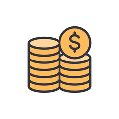 Poster - Stacks Of Golden Coins With Dollar Sign Finance Savings Illustration