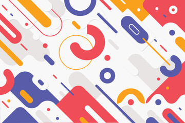 Poster - Abstract image with red blue and yellow shapes on a white background