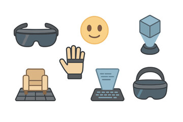 Poster - Virtual reality tools and symbols representing modern technology and communication