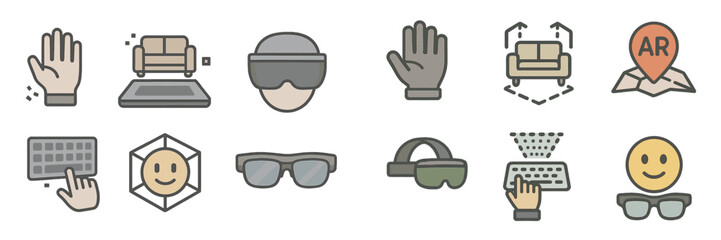 Fototapete - Exploring the world of augmented reality through various interactive icons and symbols