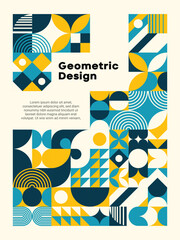 Poster - Geometric design poster with abstract shapes colors title and text in a modern style