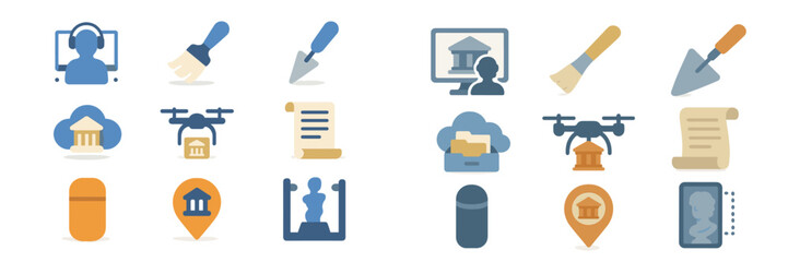Poster - Various icons representing digital tools and services related to education and government functions