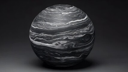 Leinwandbilder - A detailed close-up showcases a layered sphere in shades of black and gray. Textured surface with light reflecting off the layers, creating a sense of depth on a dark gray backdrop.