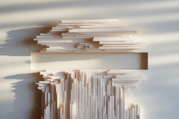 Poster - Abstract Pale Composition of Linear Elements with Evocative Shadows Casting