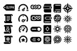 © Halina Berah - Futuristic glyph icon set with sun symbols, wheels, and navigation emblems
