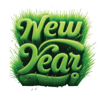 New Year Green Grass Text illustration