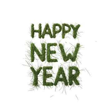 New Year Green Grass Text illustration