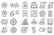 © MaxB - Set of mystical-themed icons including crystals, maps, magic books, wands, and candles.