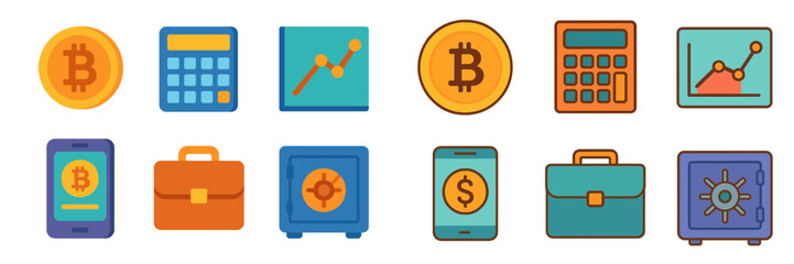 Poster - Cryptocurrency icons representing digital currency transactions, analysis, and secure storage methods