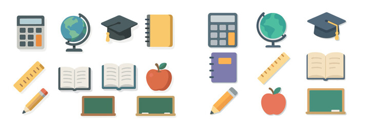 Poster - School supplies and educational symbols arranged for a learning theme at a classroom setting