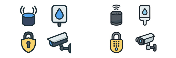 Aufkleber - Smart home technology icons depicting security and automation devices for enhanced living environment