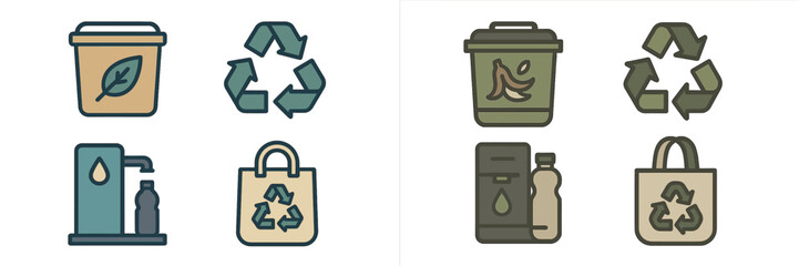 Poster - Recycling symbols showcasing environmentally friendly practices related to waste management and sustainability initiatives in a modern design