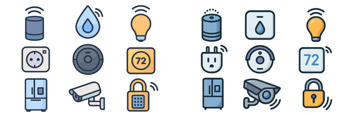Aufkleber - Smart home devices and icons displayed in a modern layout showcasing connectivity and control options for convenience