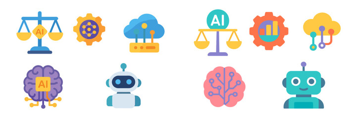 Poster - Icons representing artificial intelligence concepts and technology integration in modern applications