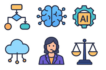 Poster - Technology concepts illustrating artificial intelligence, decision making, and communication in a modern workspace environment