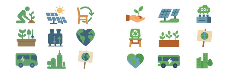Poster - Illustration showcasing sustainable practices and environmental conservation in various contexts