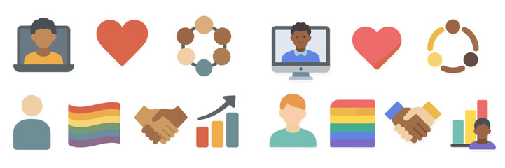 Fototapete - Diverse icons representing community, connection, and inclusivity in digital spaces during modern times