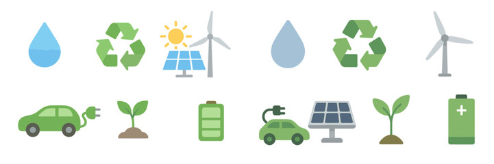 Poster - Eco-friendly icons representing sustainability, renewable energy, and environmental conservation practices for modern living