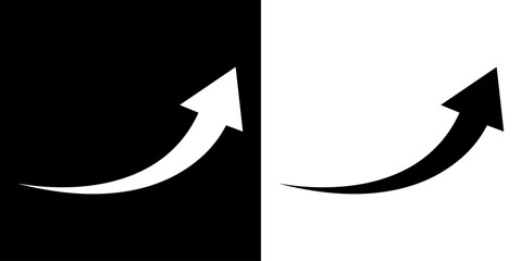 Black and white curved graph with arrow.
