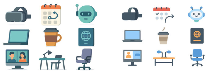 Aufkleber - Virtual workspace concepts featuring technology, tools, and planning for modern professionals
