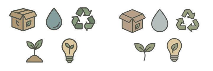 Poster - Illustration showcasing eco-friendly symbols promoting sustainability and environmental consciousness