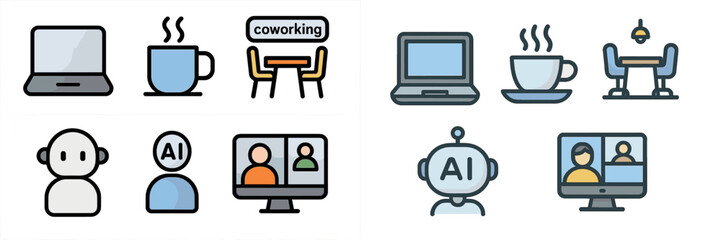 Poster - Coworking space with technology elements highlighting collaboration and artificial intelligence in a modern environment