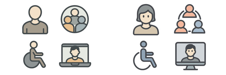 Poster - Illustrations of diverse people engaged in various contexts showcasing communication and connection in a modern setting
