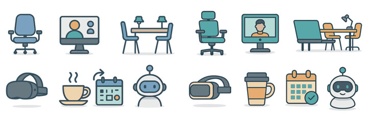 Aufkleber - Office workspace design featuring technology and robotics in a modern setting