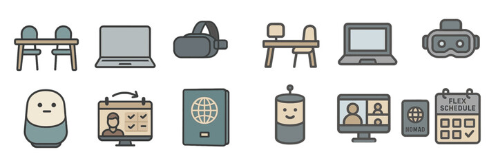 Poster - Creative workspace featuring technology and tools for remote collaboration and modern learning
