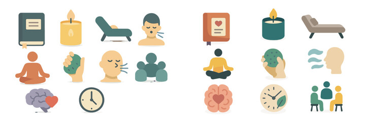 Poster - Exploring mindfulness and well-being through diverse activities and symbols representing mental health