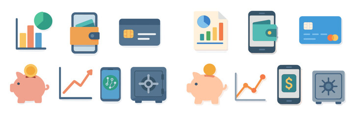 Poster - Financial icons representing savings, spending, and investments displayed in a clean layout