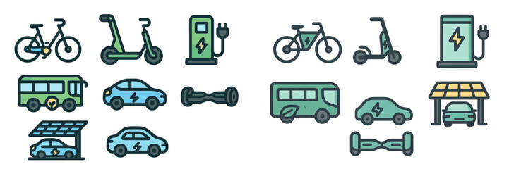 Aufkleber - Alternative transportation methods and electric vehicle infrastructure showcased in a clean energy graphic
