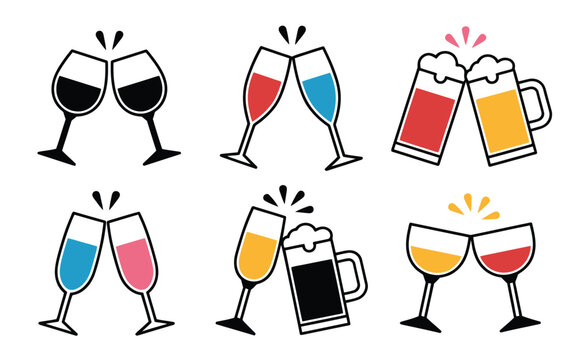 Festive Clinking Glasses Vector Pack for Parties & Events