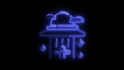 Poster - Glowing Neon Architectural Icon Animation Loop Abstract Design Element for Digital Content