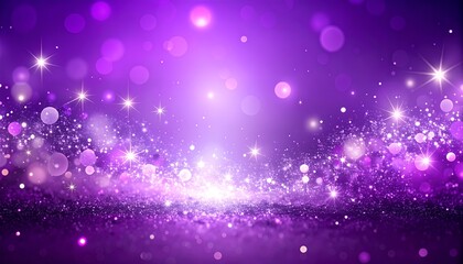 Poster - An enchanting and sparkling purple background with bokeh effects, glitter, and starbursts, creating a dreamy and magical atmosphere for various design projects