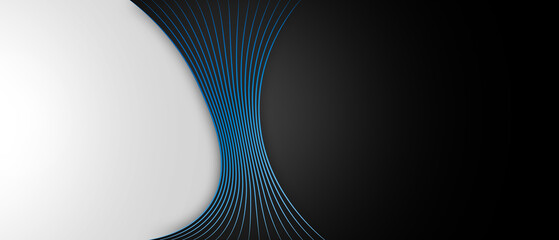 Fototapete - black and gray web banner with blue abstract lines