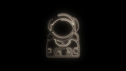 Aufkleber - Glowing Neon Astronaut Silhouette Against Black Background Futuristic Space Exploration Concept