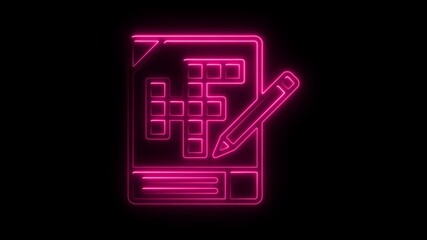 Aufkleber - Glowing Neon Plan Document with Pencil Animation Abstract Concept for Business Strategy Planning