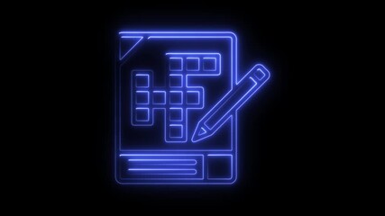 Aufkleber - Animated Neon Blueprint Design Concept with Pencil Glowing Blue Lines on Black Background Perfect