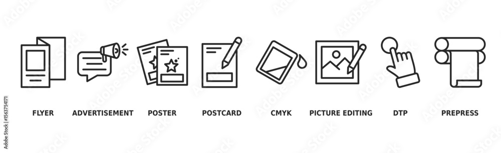 Prepress Icon Print banner web icon vector illustration concept with icon of flyer ...