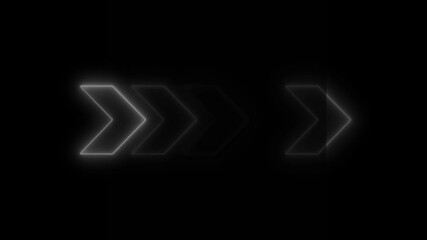 Aufkleber - Animated Neon Arrow Directional Signage Glowing White On Black Background Abstract Modern Motion