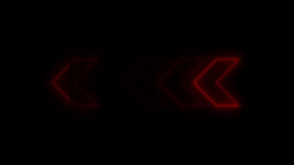 Aufkleber - Red Neon Arrow Directional Symbol Glowing Against Black Background Abstract Design Concept for
